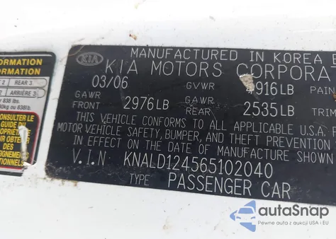 2006 Kia Amanti from USA, damaged, VIN KNALD124565102040